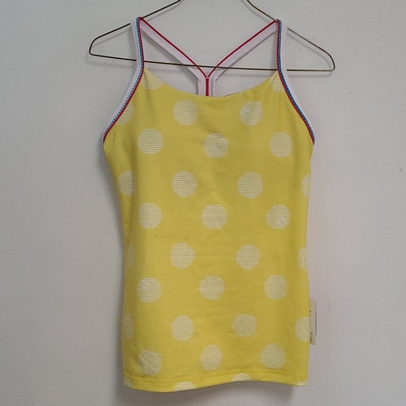 BNWT Lululemon yellow and white dot Y tank.